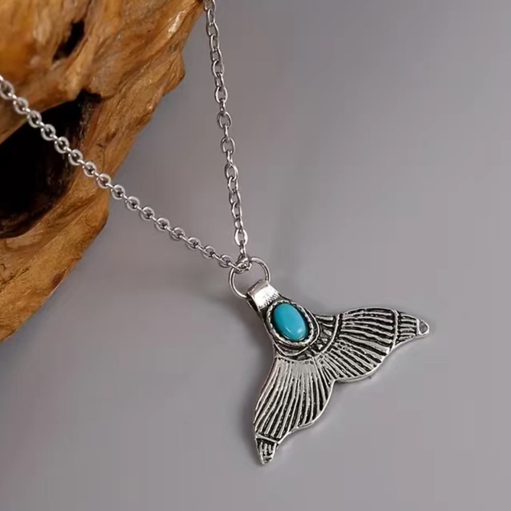 Mermaid Tail Necklace Whale Tail Antique Silver Style Necklace| Nautical Gift